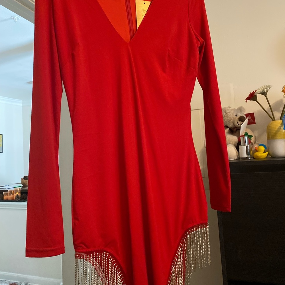 Red long sleeve dress